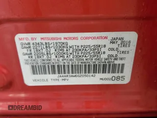 2016 Mitsubishi Outlander Sport 2.4 ES with VIN JA4AR3AW6GZ050142, listed as a Copart auction lot 47613925 with 138,922 mi miles and Salvage Title. Bid and sale history available at carsss.com. Image 13.