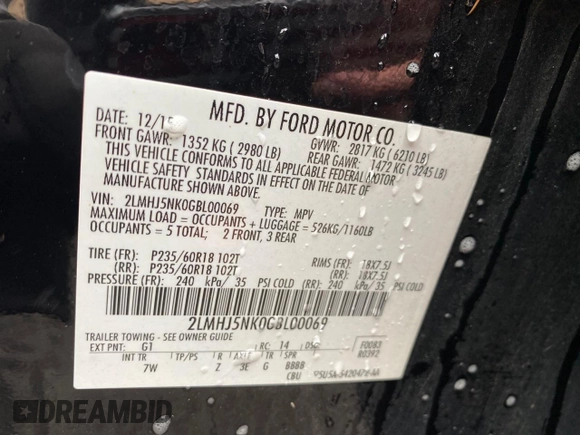 2016 Lincoln MKT with VIN 2LMHJ5NK0GBL00069, listed as a Copart auction lot 55393865 with 115,725 mi miles and Clean Title. Bid and sale history available at DreamBid. Image 10.