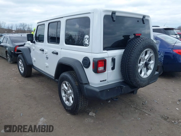 2021 Jeep Wrangler Unlimited Willys Sport with VIN 1C4HJXDG8MW596171, listed as a IAAI auction lot 41856841 with 86,353 mi miles and . Bid and sale history available at DreamBid. Image 3.