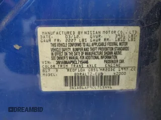 2012 Nissan Sentra SR with VIN 3N1AB6AP9CL715446, listed as a Copart auction lot 53681755 with 135,578 mi miles and Salvage Title. Bid and sale history available at DreamBid. Image 13.