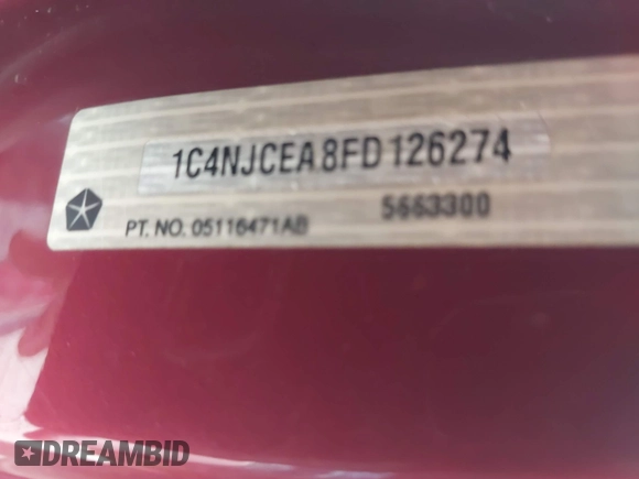 2015 Jeep Compass High Altitude Edition with VIN 1C4NJCEA8FD126274, listed as a IAAI auction lot 41837430 with 119,444 mi miles. Bid and sale history available at carsss.com. Image 9.