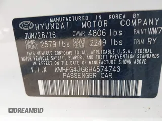 2017 Hyundai Azera с VIN KMHFG4JG6HA574743, выставлен на аукционе IAAI как лот 42406563 с пробегом 54 859 миль миль и . История ставок и продаж доступна на DreamBid. Изображение 9.