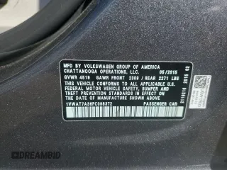 2015 Volkswagen Passat Limited Edition Edition с VIN 1VWAT7A36FC098372, выставлен на аукционе Copart как лот 62007255 с пробегом 147 557 миль миль и Чистый • Clean title. История ставок и продаж доступна на DreamBid. Изображение 12.