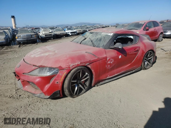 2022 Toyota Supra 3.0 z VIN WZ1DB0C04NW046282, wystawiony jako Copart lot #80995874 z przebiegiem 32 087 mil mil oraz Szkoda całkowita • Salvage title. Historia ofert i sprzedaży dostępna na DreamBid. Obrazek 1.