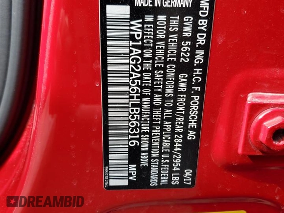 2017 Porsche Macan GTS with VIN WP1AG2A56HLB56316, listed as a Copart auction lot 48601165 with 84,579 mi miles and Salvage Title. Bid and sale history available at DreamBid. Image 14.