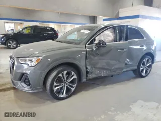2020 Audi Q3 S line Premium Plus with VIN WA1EECF34L1113405, listed as a Copart auction lot 47685765 with 0 mi miles and Salvage Title. Bid and sale history available at carsss.com. Image 1.
