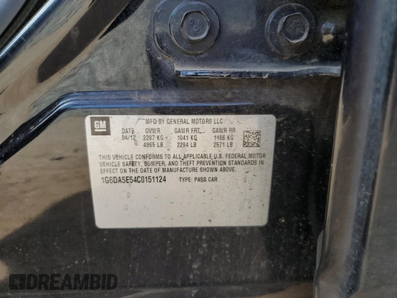 2012 Cadillac CTS z VIN 1G6DA5E54C0151124, wystawiony jako Copart lot #86362704 z przebiegiem Nie podano mil oraz Szkoda całkowita • Salvage title. Historia ofert i sprzedaży dostępna na DreamBid. Obrazek 15.