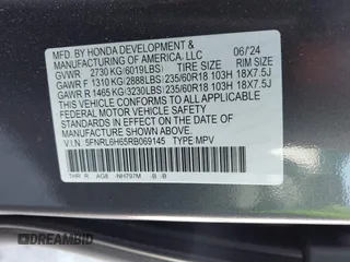 2024 Honda Odyssey EX-L with VIN 5FNRL6H65RB069145, listed as a IAAI auction lot 42120381 with 15,207 mi miles and . Bid and sale history available at DreamBid. Image 9.