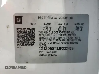 2018 Chevrolet Malibu LT z VIN 1G1ZD5ST1JF233439, wystawiony jako Copart lot #53371825 z przebiegiem 143 072 mil mil oraz Szkody całkowita. Historia ofert i sprzedaży dostępna na DreamBid. Obrazek 13.
