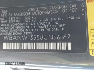 2008 BMW 5 Series 535i z VIN WBANW13588CN56162, wystawiony jako IAAI lot #40265968 z przebiegiem Nie podano mil oraz . Historia ofert i sprzedaży dostępna na DreamBid. Obrazek 9.