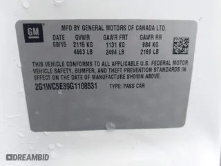 2016 Chevrolet Impala Limited LTZ with VIN 2G1WC5E39G1108531, listed as a IAAI auction lot 41667927 with NaN miles. Bid and sale history available at carsss.com. Image 9.
