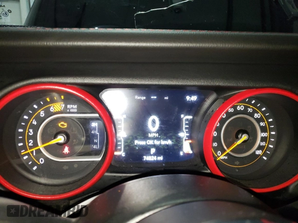 2020 Jeep Wrangler Unlimited Sahara z VIN 1C4HJXEN8LW118599, wystawiony jako Copart lot #60687535 z przebiegiem 74 824 mil mil oraz Czysty tytuł • Clean title. Historia ofert i sprzedaży dostępna na DreamBid. Obrazek 9.
