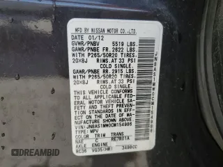 2012 Infiniti FX with VIN JN8AS1MW0CM154986, listed as a Copart auction lot 52563955 with 145,113 mi miles and Non repairable. Bid and sale history available at DreamBid. Image 14.