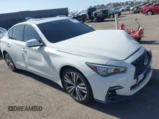 2019 Infiniti Q50 Luxe with VIN JN1EV7AP0KM543522, listed as a IAAI auction lot 42111694 with 45,678 mi miles and . Bid and sale history available at DreamBid. Image 1.
