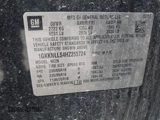 2017 GMC Acadia SLE z VIN 1GKKNLLS4HZ255724, wystawiony jako IAAI lot #42130553 z przebiegiem 94 100 mil mil oraz . Historia ofert i sprzedaży dostępna na DreamBid. Obrazek 9.