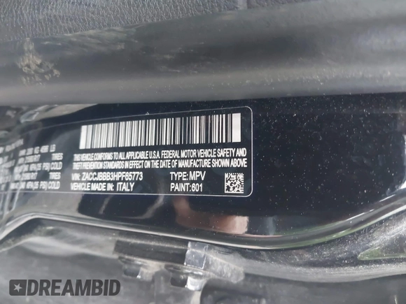 2017 Jeep Renegade Latitude with VIN ZACCJBBB3HPF65773, listed as a IAAI auction lot 42310165 with 142,698 mi miles and . Bid and sale history available at DreamBid. Image 9.