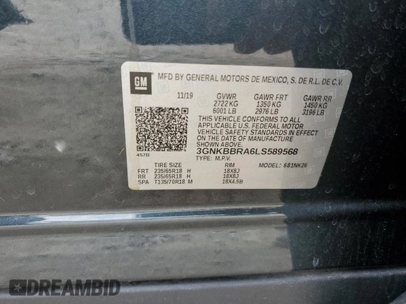 2020 Chevrolet Blazer LT z VIN 3GNKBBRA6LS589568, wystawiony jako Copart lot #54864375 z przebiegiem Nie podano mil oraz Szkoda całkowita • Salvage title. Historia ofert i sprzedaży dostępna na DreamBid. Obrazek 13.