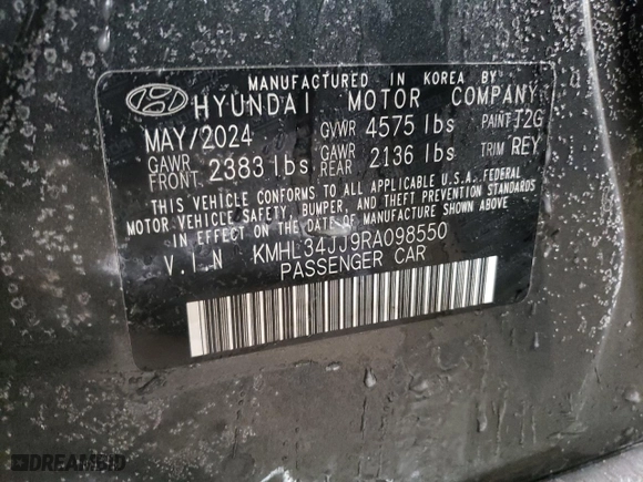 2024 Hyundai Sonata Hybrid SEL with VIN KMHL34JJ9RA098550, listed as a Copart auction lot 45551955 with 17,630 mi miles and Salvage Title. Bid and sale history available at carsss.com. Image 13.