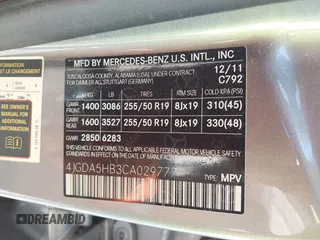 2012 Mercedes-Benz M ML 350 with VIN 4JGDA5HB3CA029777, listed as a IAAI auction lot 41905904 with 64,588 mi miles. Bid and sale history available at carsss.com. Image 9.