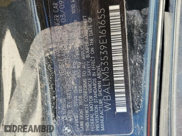 2009 BMW Z4 sDrive30i with VIN WBALM53539E161655, listed as a Copart auction lot 78977474 with 0 mi miles and Salvage Title. Bid and sale history available at carsss.com. Image 12.