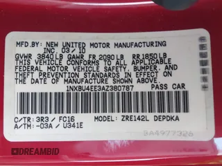 2010 Toyota Corolla with VIN 1NXBU4EE3AZ380787, listed as a IAAI auction lot 41747531 with 123,912 mi miles and . Bid and sale history available at carsss.com. Image 9.