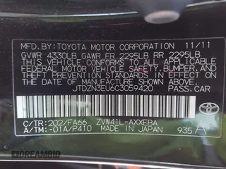 2012 Toyota Prius Two with VIN JTDZN3EU6C3059420, listed as a IAAI auction lot 41422843 with 270,794 mi miles and . Bid and sale history available at DreamBid. Image 9.