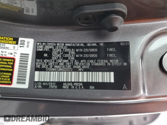 2021 Toyota Sienna XSE with VIN 5TDXRKEC6MS025572, listed as a Copart auction lot 44276735 with 87,398 mi miles and Salvage Title. Bid and sale history available at DreamBid. Image 13.