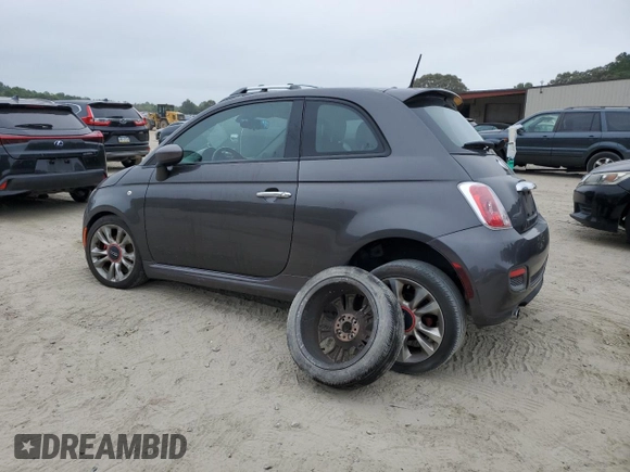 2015 FIAT 500 Sport with VIN 3C3CFFBR0FT755871, listed as a Copart auction lot 62342105 with 76,514 mi miles and Salvage title. Bid and sale history available at DreamBid. Image 2.