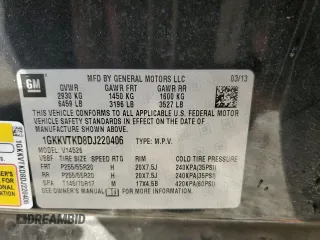 2013 GMC Acadia Denali with VIN 1GKKVTKD8DJ220406, listed as a Copart auction lot 48345445 with 0 mi miles and Salvage Title. Bid and sale history available at carsss.com. Image 13.