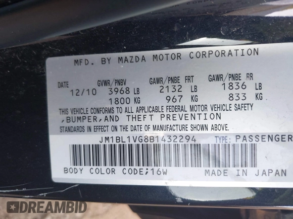2011 Mazda 3 i Touring with VIN JM1BL1VG8B1432294, listed as a IAAI auction lot 42219463 with 147,737 mi miles and . Bid and sale history available at DreamBid. Image 9.