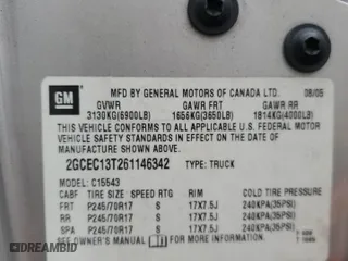 2006 Chevrolet Silverado 1500 LT2 with VIN 2GCEC13T261146342, listed as a Copart auction lot 85500374 with 0 mi miles and Salvage Title. Bid and sale history available at carsss.com. Image 12.