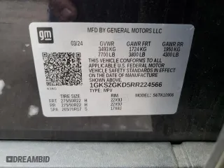 2024 GMC Yukon XL SLT with VIN 1GKS2GKD5RR224566, listed as a Copart auction lot 76997694 with 15,917 mi miles and Salvage Title. Bid and sale history available at carsss.com. Image 13.