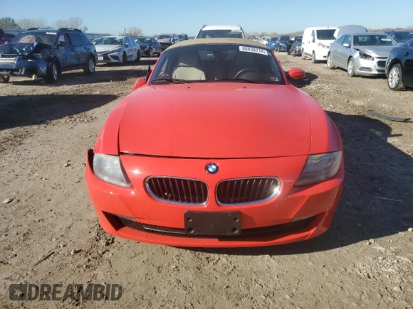 2007 BMW Z4 3.0i with VIN 4USBU33517LW72285, listed as a Copart auction lot 80830714 with 77,942 mi miles and Salvage Title. Bid and sale history available at carsss.com. Image 5.