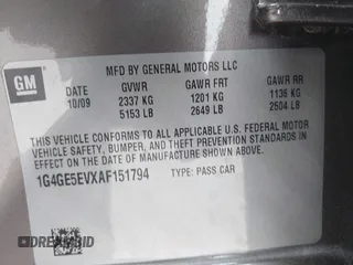 2010 Buick LaCrosse CXS with VIN 1G4GE5EVXAF151794, listed as a IAAI auction lot 42196933 with 84,075 mi miles and . Bid and sale history available at DreamBid. Image 9.