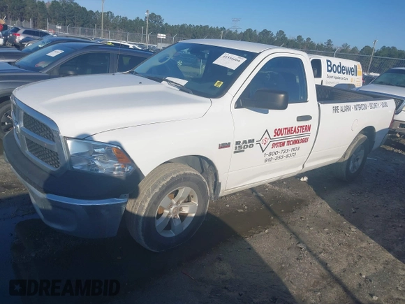 2019 Ram 1500 Classic Tradesman with VIN 3C6JR6DT7KG561514, listed as a IAAI auction lot 41556666 with 163,687 mi miles. Bid and sale history available at carsss.com. Image 2.