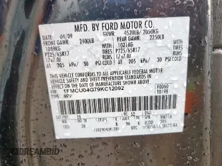 2009 Ford Escape Limited with VIN 1FMCU04G79KC12092, listed as a Copart auction lot 55946685 with 188,959 mi miles and Salvage title. Bid and sale history available at DreamBid. Image 12.