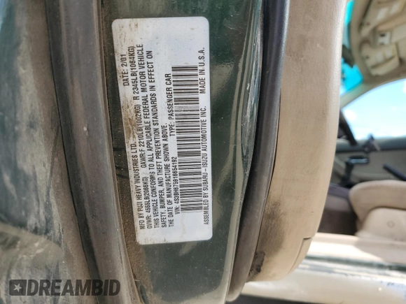 2001 Subaru Legacy Outback with VIN 4S3BH675916654192, listed as a Copart auction lot 48062875 with 186,247 mi miles and Salvage title. Bid and sale history available at DreamBid. Image 13.