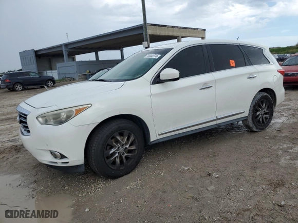 2013 Infiniti JX35 with VIN 5N1AL0MN6DC312843, listed as a Copart auction lot 74444774 with 224,979 mi miles and Salvage Title. Bid and sale history available at carsss.com. Image 1.