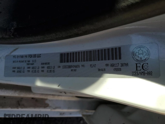 2015 Chrysler 200 S z VIN 1C3CCCBB9FN740070, wystawiony jako Copart lot #52741725 z przebiegiem 250 506 mil mil oraz Nie do naprawy • Non repairable. Historia ofert i sprzedaży dostępna na DreamBid. Obrazek 12.