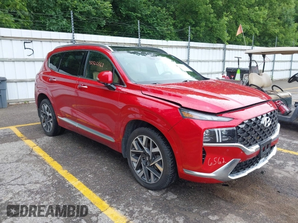 2023 Hyundai Santa Fe Calligraphy with VIN 5NMS54AL9PH589991, listed as a IAAI auction lot 42566562 with 23,162 mi miles and . Bid and sale history available at DreamBid. Image 1.