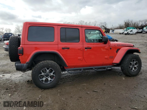 2021 Jeep Wrangler Unlimited Rubicon with VIN 1C4HJXFN6MW820324, listed as a Copart auction lot 85169434 with 48,391 mi miles and Salvage Title. Bid and sale history available at DreamBid. Image 3.