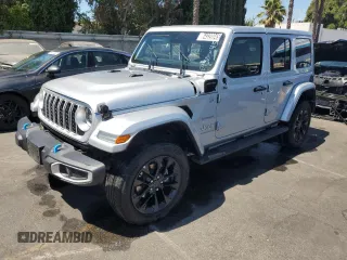 2024 Jeep Wrangler Sahara with VIN 1C4RJXP61RW275278, listed as a Copart auction lot 64320045 with 28,638 mi miles and Salvage title. Bid and sale history available at DreamBid. Image 1.
