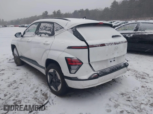 2025 Hyundai Kona Limited with VIN KM8HE3A60SU018112, listed as a IAAI auction lot 41165981 with 4,321 mi miles and . Bid and sale history available at DreamBid. Image 3.