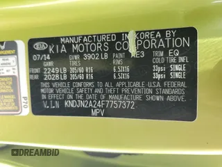 2015 Kia Soul with VIN KNDJN2A24F7757372, listed as a Copart auction lot 53834305 with 112,603 mi miles and Salvage Title. Bid and sale history available at DreamBid. Image 12.