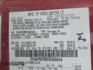 2016 Ford Fusion Titanium z VIN 3FA6P0K98GR360666, wystawiony jako Copart lot #63940635 z przebiegiem 202 120 mil mil oraz Czysty tytuł • Clean title. Historia ofert i sprzedaży dostępna na DreamBid. Obrazek 12.