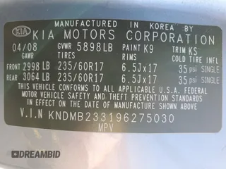 2009 Kia Sedona EX with VIN KNDMB233196275030, listed as a Copart auction lot 71997154 with 96,777 mi miles and Salvage Title. Bid and sale history available at carsss.com. Image 15.