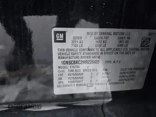 2017 Chevrolet Tahoe LT z VIN 1GNSCBKC2HR228485, wystawiony jako IAAI lot #41554330 z przebiegiem Nie podano mil oraz . Historia ofert i sprzedaży dostępna na DreamBid. Obrazek 9.