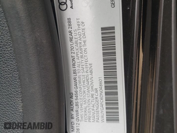 2013 Audi A7 Premium Plus z VIN WAUYGAFC6DN048601, wystawiony jako Copart lot #40745452 z przebiegiem Nie podano mil oraz Szkoda całkowita • Salvage title. Historia ofert i sprzedaży dostępna na DreamBid. Obrazek 10.