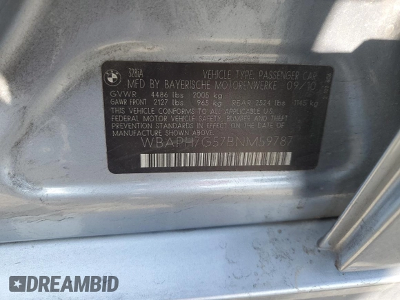 2011 BMW 3 Series 328i with VIN WBAPH7G57BNM59787, listed as a Copart auction lot 83595504 with 152,106 mi miles and Salvage Title. Bid and sale history available at carsss.com. Image 13.