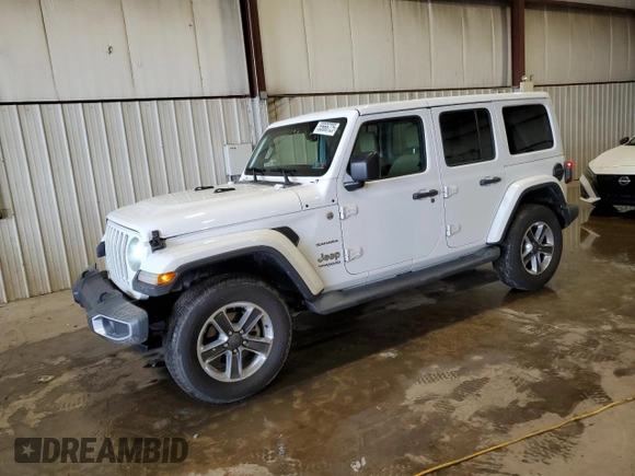2018 Jeep Wrangler Unlimited Sahara with VIN 1C4HJXEG1JW184054, listed as a Copart auction lot 55666725 with 80,561 mi miles and Salvage title. Bid and sale history available at DreamBid. Image 1.